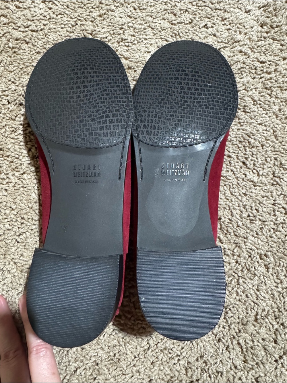 Stuart Weitzman Wine Red Suede Loafers with Metal Link 9.5 - Picture 5 of 6